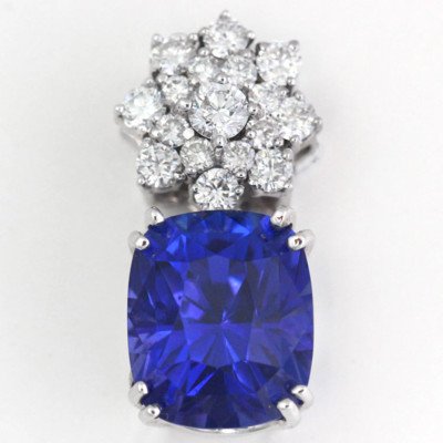 12.56 Carat Tanzanite & DIA Pendant , 18k W , 1990's - Ben Dannie
