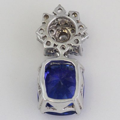 12.56 Carat Tanzanite & DIA Pendant , 18k W , 1990's - Ben Dannie - Image 3