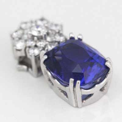 12.56 Carat Tanzanite & DIA Pendant , 18k W , 1990's - Ben Dannie - Image 5