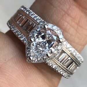 1.5 Carat tw Apprx . Pear Shape Halo Diamond Ring, 14 Karat W Ben Dannie
