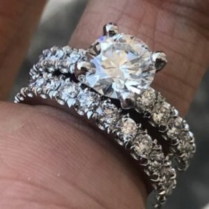 Round Diamond Ring With Matching Half Eternity Band