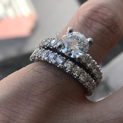 Round Diamond Ring With Matching Half Eternity Band - Image 5