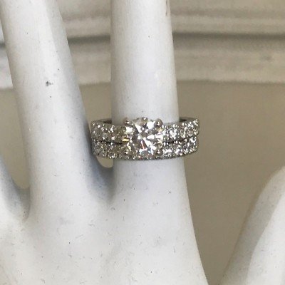 Round Diamond Ring With Matching Half Eternity Band - Image 6