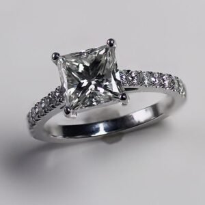 Princess Cut Diamond Engagement Ring - 1.4 + Carat TW - 18k White Gold