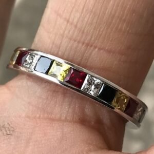 3.00 Carat TW Princess Cut Rainbow Chanel Set Eternity Wedding Band - Ben Dannie