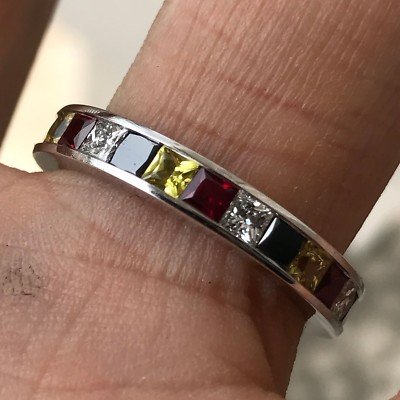 3.00 Carat TW Princess Cut Rainbow Chanel Set Eternity Wedding Band - Ben Dannie - Image 3