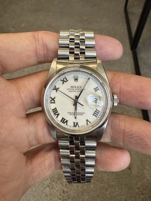 1989 Rolex Datejust 36 16200 Steel Watch - White Roman, Jubilee W Box Buy0015