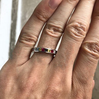 3.00 Carat TW Princess Cut Rainbow Chanel Set Eternity Wedding Band - Ben Dannie - Image 4