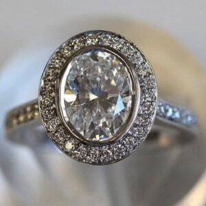 Oval Diamond Halo Engagement Ring - 2.4 Carat TW