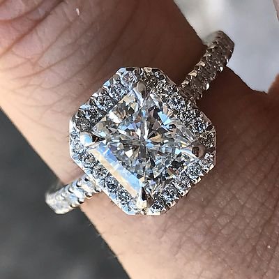 Radiant Halo Diamond Engagement Ring - 2.00+ CTW Soleste -Price For Setting Only - Image 4