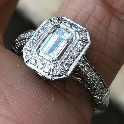 Emerald Cut Diamond Engagement Ring, 1.70 Carats TW , H SI1 Platinum - Image 2