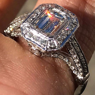 Emerald Cut Diamond Engagement Ring, 1.70 Carats TW , H SI1 Platinum - Image 5