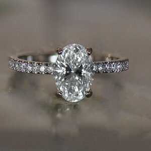 Oval Diamond Engagement Ring - Set in Platinum Diamonds Down Shank - HD VIDEO