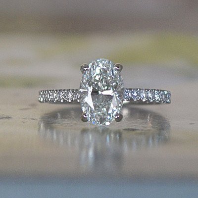 Oval Diamond Engagement Ring - Set in Platinum Diamonds Down Shank - HD VIDEO - Image 2