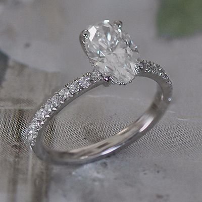 Oval Diamond Engagement Ring - Set in Platinum Diamonds Down Shank - HD VIDEO - Image 3