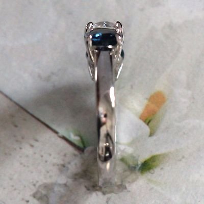 Diamond and Sapphire 3 stone engagement Ring Set in Platinum - Image 6