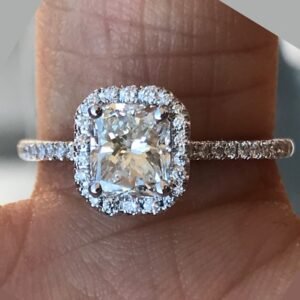 1.16 Carat TW Radiant Diamond Halo Engagement Ring H SI1 GIA- Ben Dannie