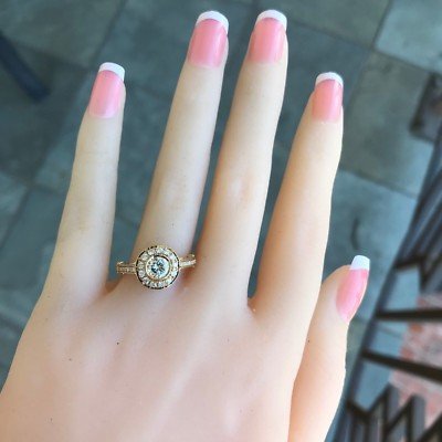 Diamond Halo Engagement Ring Set In 14k Y - 1.28+ CTW Natural Round - Image 3