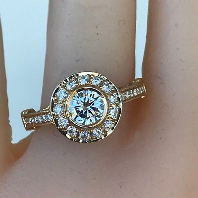 Diamond Halo Engagement Ring Set In 14k Y - 1.28+ CTW Natural Round - Image 4