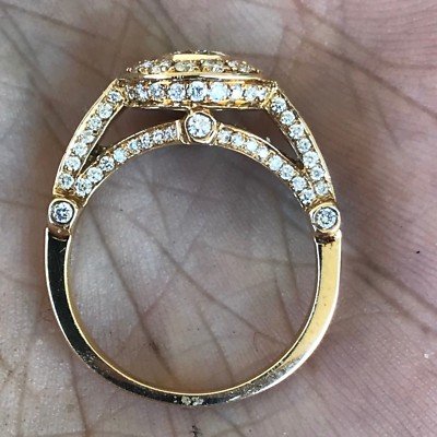Diamond Halo Engagement Ring Set In 14k Y - 1.28+ CTW Natural Round - Image 6