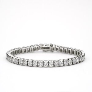 Big Diamond Tennis Bracelet - 10 Carat + Total Weight - Platinum - Bezel Set