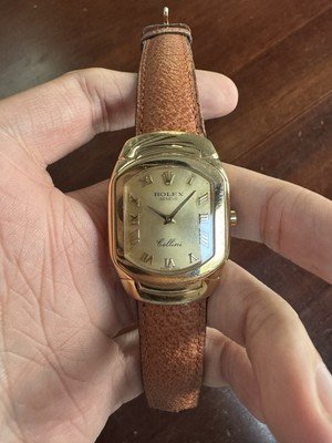 Rolex Cellini 18K YG Black Quartz Watch (Ref.6633)