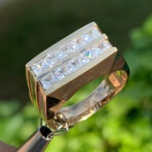 2.5 Carat TW Men's Diamond Ring / Wedding Ring / Band, 10 Karat Princess Cuts