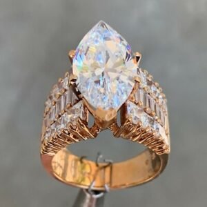 3.75 Carat Marquise Center Diamond , Rose Gold, Engagement Ring.