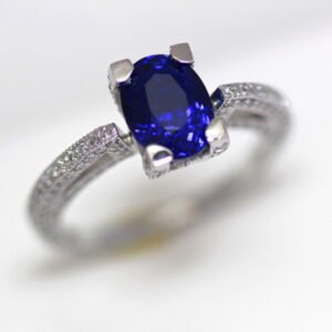 2.73 Carat Oval Natural Fancy Blue Sapphire and Diamond 18k Y - Ben Dannie