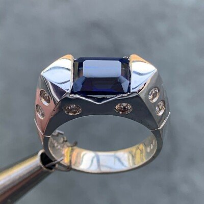 Emerald Cut Blue Sapphire Ring, 2.8 Carat TW, Ben Dannie Original Design - Image 2