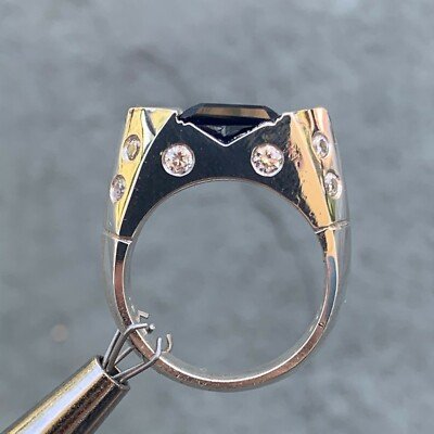 Emerald Cut Blue Sapphire Ring, 2.8 Carat TW, Ben Dannie Original Design - Image 3