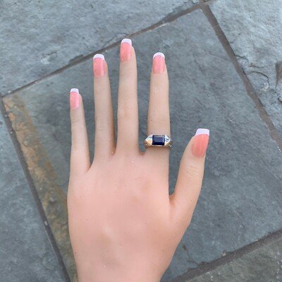 Emerald Cut Blue Sapphire Ring, 2.8 Carat TW, Ben Dannie Original Design - Image 5