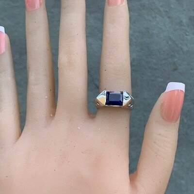 Emerald Cut Blue Sapphire Ring, 2.8 Carat TW, Ben Dannie Original Design - Image 6