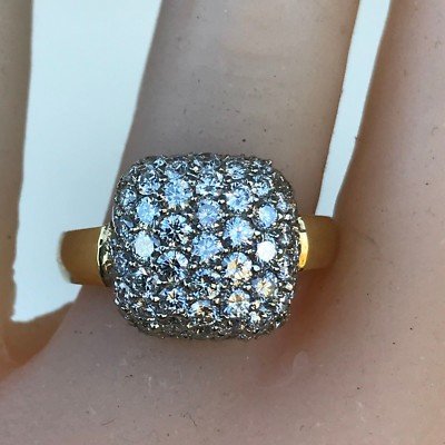 Puffed Diamond Paved Ring, 1.82 Carat , 18k, 1990's - Ben Dannie Design