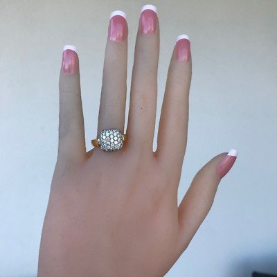 Puffed Diamond Paved Ring, 1.82 Carat , 18k, 1990's - Ben Dannie Design - Image 2