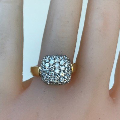 Puffed Diamond Paved Ring, 1.82 Carat , 18k, 1990's - Ben Dannie Design - Image 3
