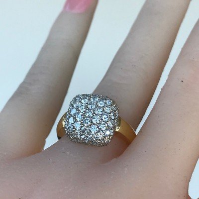 Puffed Diamond Paved Ring, 1.82 Carat , 18k, 1990's - Ben Dannie Design - Image 4