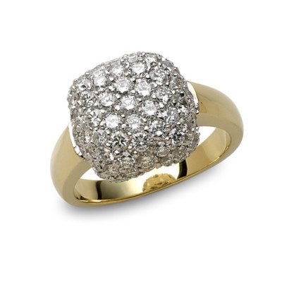 Puffed Diamond Paved Ring, 1.82 Carat , 18k, 1990's - Ben Dannie Design - Image 7