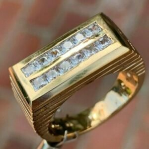 1.44 Carat TW Men's Diamond Ring / Wedding Ring / Band, 14 Karat Princess Cuts