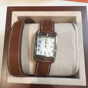 40% Off ! 2020 HERMES Cape Cod Brown Leather Band Watch CC2.710 Box And Papers