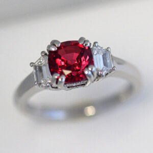 2.10 Carat Cushion Natural Red Spinel and Diamond Cocktail Ring