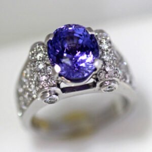 6.10 Carat TW Violet Sapphire and Diamond Ring