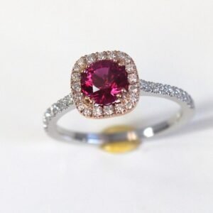 1.20 Carat Round Ruby and Diamond Ring