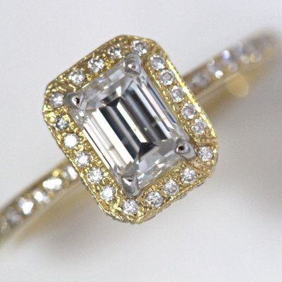 Emerald Cut Diamond Engagement Ring, 1.44Carat TW, 18k Yellow