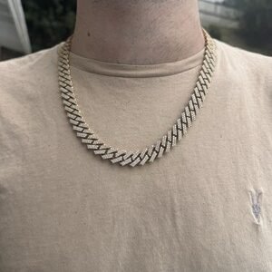 220 Gram Solid 14k Y Gold Natural Diamond Cuban Link Chain 22 inch , 22 Carats