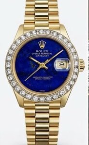 Rolex President Datejust Ladies 6917 Factory Lapis Lazuli Dial 18K Yellow Gold