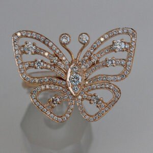 Diamond Butterfly Ring in Rose Gold - Statement / Fashion Ring Made To order
