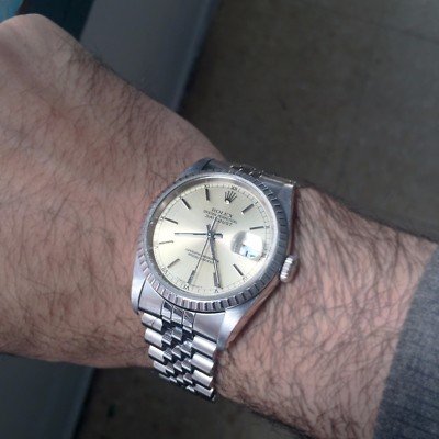 Rolex 16220 Datejust Mens Silver Dial Jubilee Bracelet Mint! - Image 2