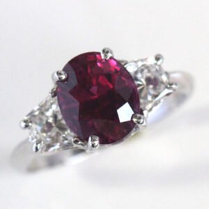 Thai Ruby 3.00 Carat GIA Three Stone Ring 18 White