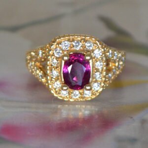 Ruby Ring With Diamonds Set In Yellow Gold